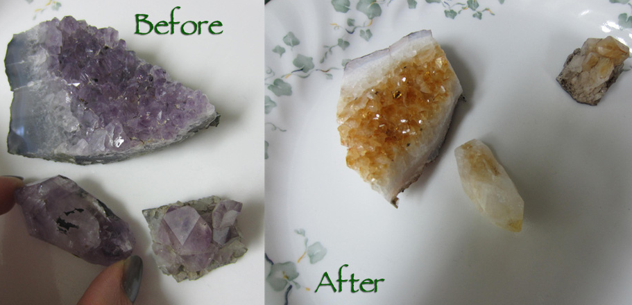Here we see amethyst crystal druse after they've been placed in an oven at high heat and turned into "citrine".